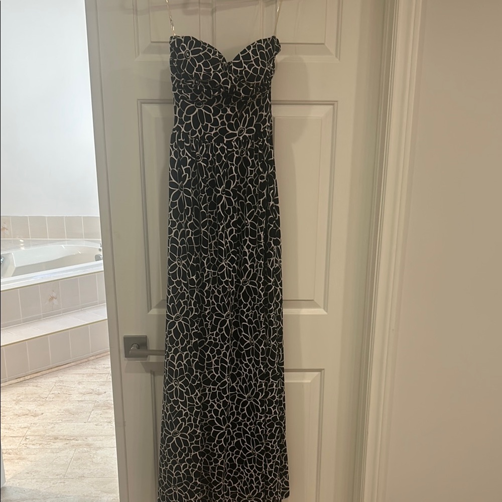 Black and White Strapless Dress